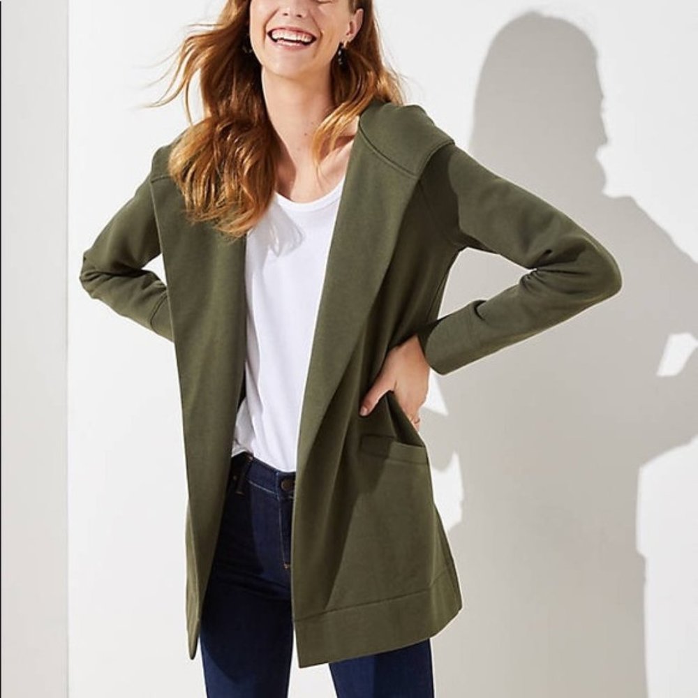 LOFT Hooded Open Sweater Cardigan